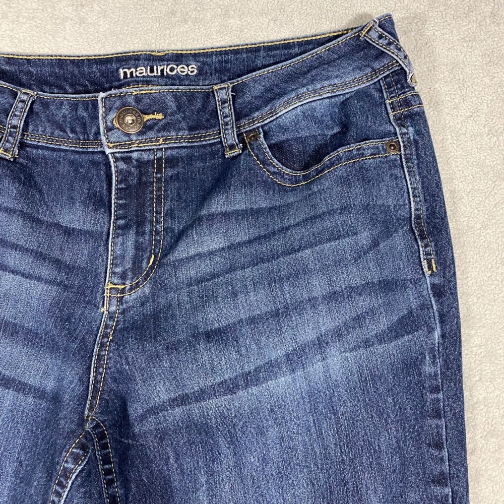 Maurices Bootcut Jeans Women 12 Dark Wash Embroidered Pockets Mid Rise Denim‎ - Picture 5 of 16